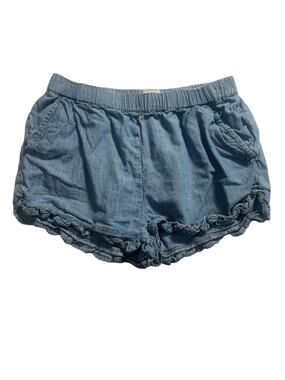 Crewcuts Chambray Ruffle Hem Shorts Girls Size 8 Blue Elastic Waist Cotton